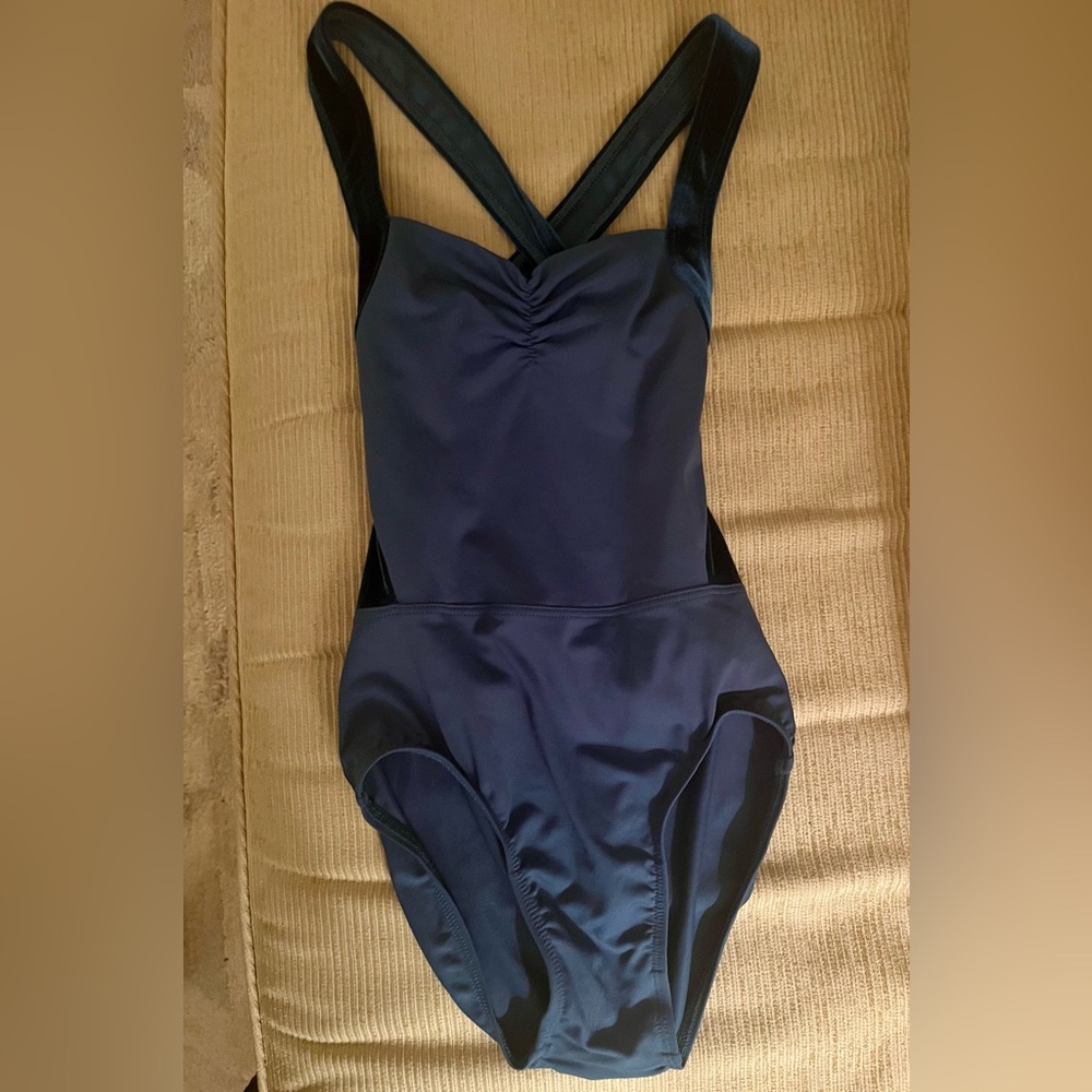 Teal Blue with Thick Velvet Accent Straps Suffolk Leotard